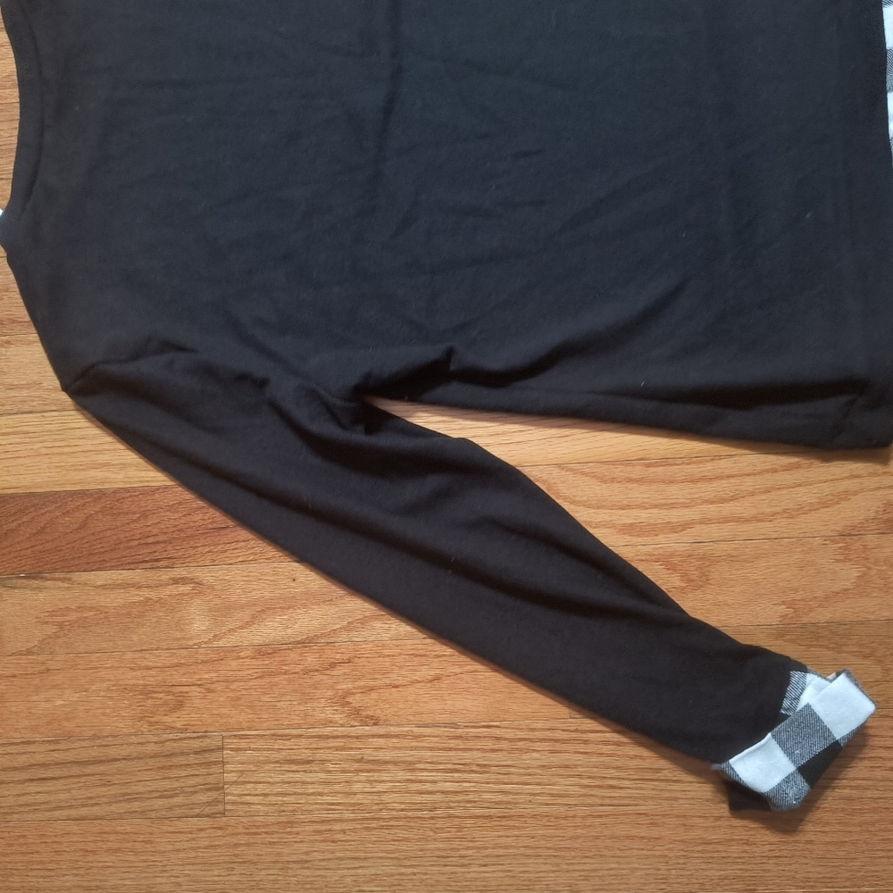 Pick 3/$10⭐ NWT La Mode Shirt W/Plaid Faux Shirttail, Women's XL, Black/White - Picture 12 of 14